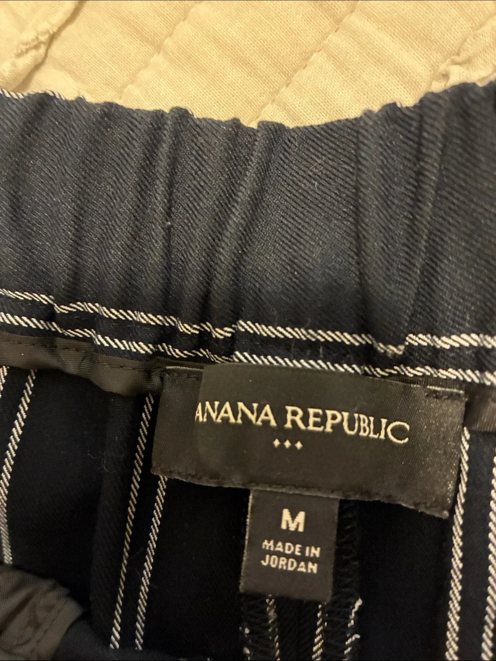 Banana Republic Navy Blue Pinstripe Pull-On Trousers